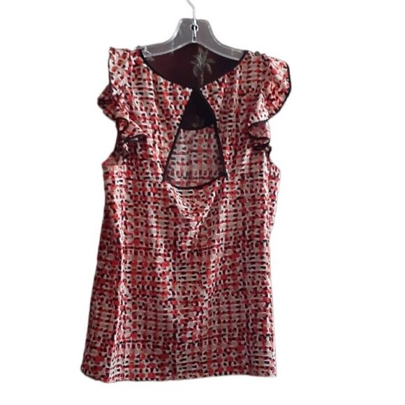 Ann Taylor Top Blouse Flutter Cap Sleeve Cutout Back Spring Summer Top 8 - Picture 7 of 16